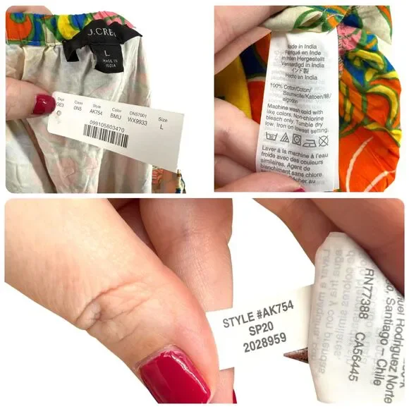 J. Crew Belted Dress Large Floral Tropical Ruffle Neck Midi Balloon Sleeve Retro - Picture 12 of 13